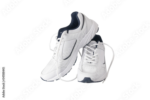 White trainers sneakers shoes in PNG isolated on transparent background