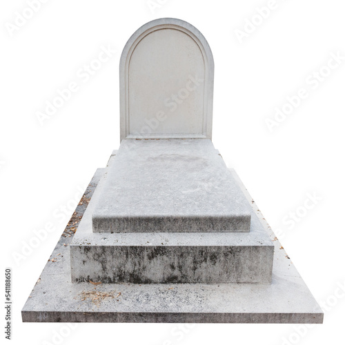 Fototapeta Blank gravestone tombstone grave stone from marble in PNG isolated on transparen