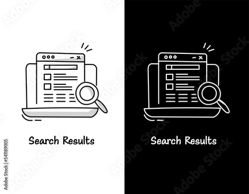 Search Results icon, Search findings icon, Search page icon. Editable stroke Vector Line Icon.