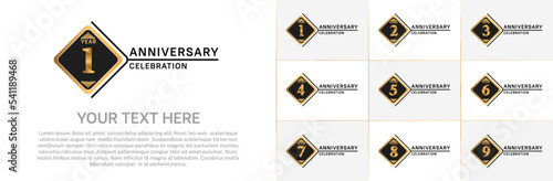 set of anniversary with golden color can be use for celebration event