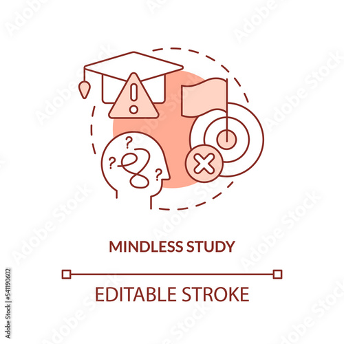 Mindless study concept terracotta icon. Ineffective learning strategy abstract idea thin line illustration. Isolated outline drawing. Editable stroke. Arial, Myriad Pro-Bold fonts used