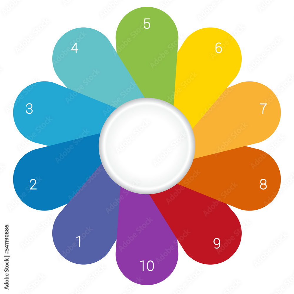 Infographic template colorful petals 10 positions isolated Infographic template colorful petals 10 positions isolated