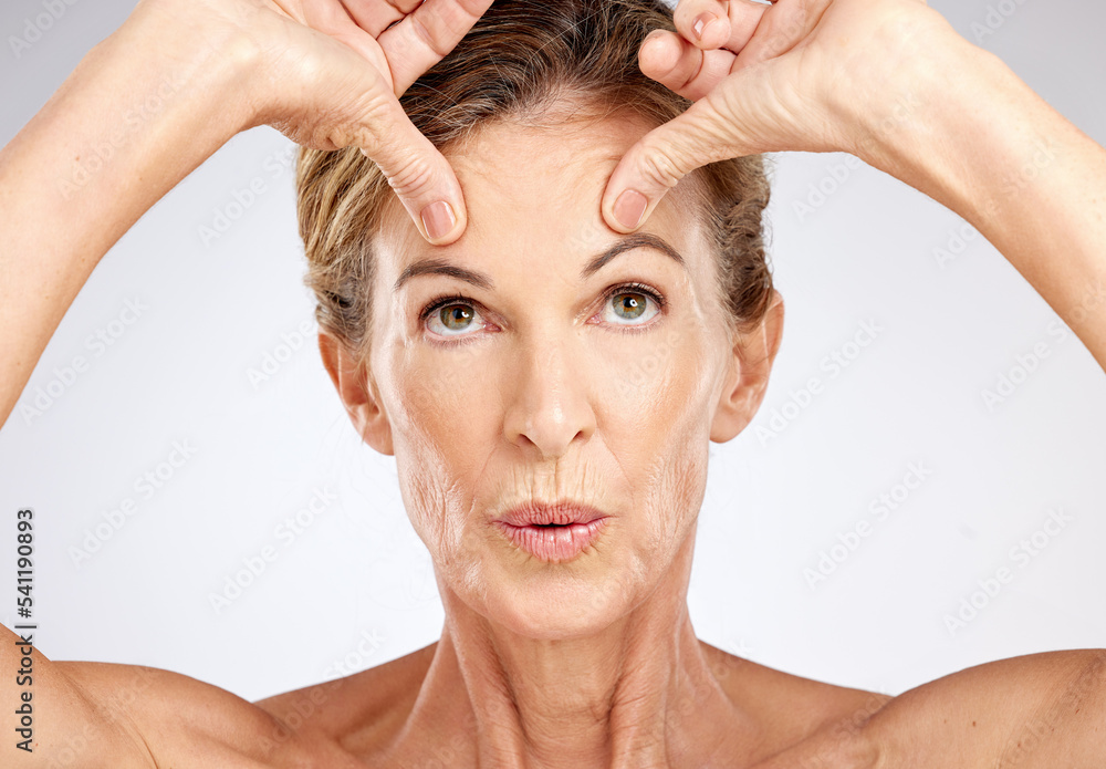Senior woman, beauty portrait and face lift on gray studio background. Wellness, skincare model and lady from Canada with spa botox for skin anti aging, cosmetics or healthy facial care treatment. Senior woman, beauty portrait and face lift on gray studio background. Wellness, skincare model and lady from Canada with spa botox for skin anti aging, cosmetics or healthy facial care treatment.