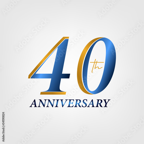 40 years anniversary logo design with blue and gold yellow color. 40 years anniversary design with gradient, creative illustration. vector eps10