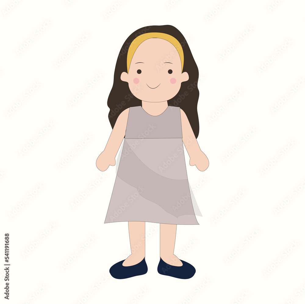 cute girl with dark hair in a summer dress illustation cute girl with dark hair in a summer dress illustation