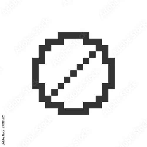 Failure occurred pixelated ui icon. Error message. Access blocked. Restriction, limit. Editable 8bit graphic element. Outline isolated vector user interface image for web, mobile app. Retro style