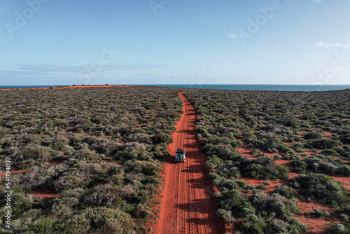 Francois peron national park in Shark Bay. Driving on the sandy road to cape Peron. 4x4 adventure, off road in western australia.
