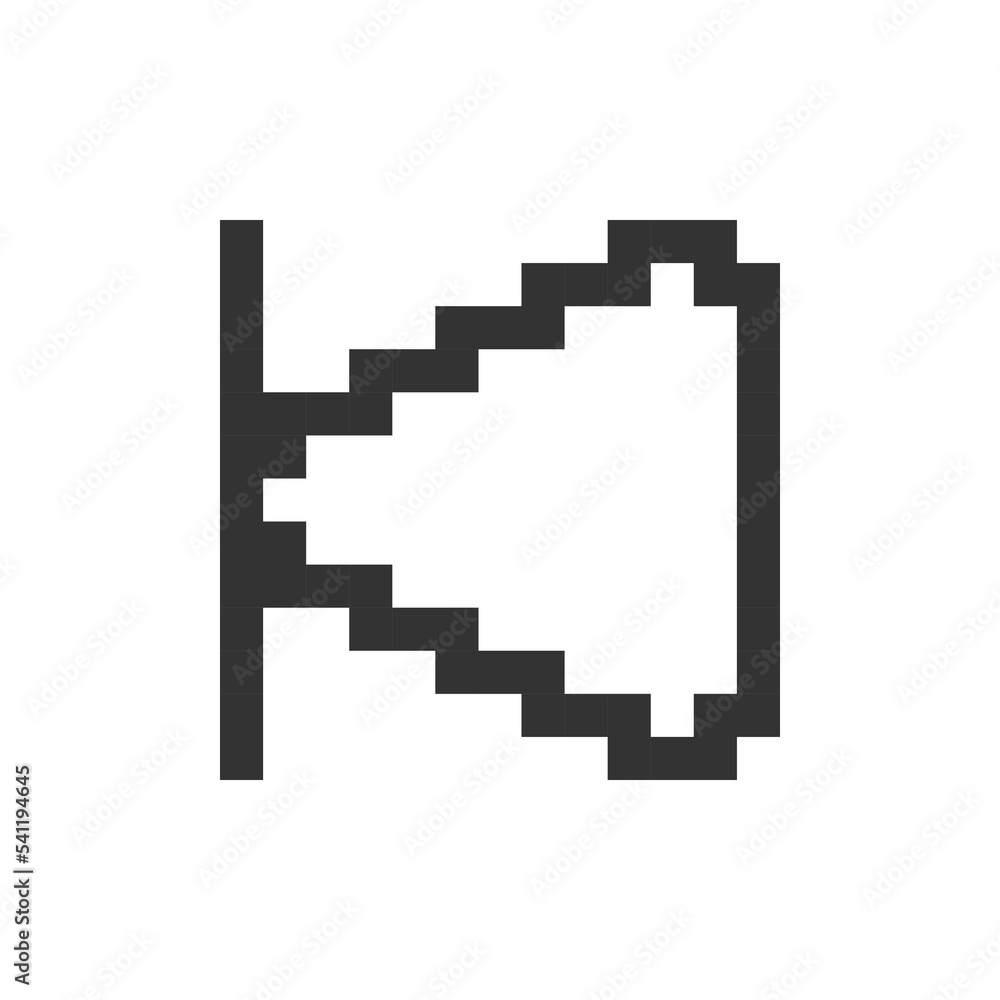Skip previous button pixelated ui icon. Music player. Play multimedia. Rewind to start. Editable 8bit graphic element. Outline isolated vector user interface image for web, mobile app. Retro style Skip previous button pixelated ui icon. Music player. Play multimedia. Rewind to start. Editable 8bit graphic element. Outline isolated vector user interface image for web, mobile app. Retro style