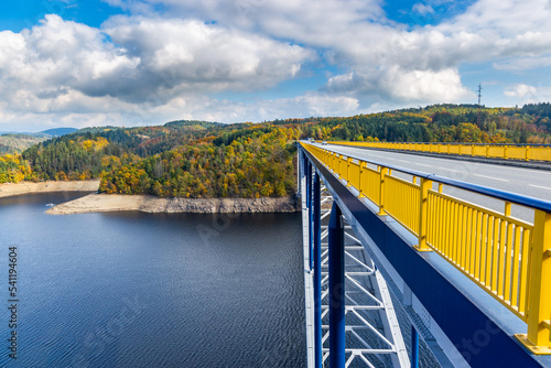 Zdakov Bridge is a steel arch bridge that spans the Vltava river. Czechia.