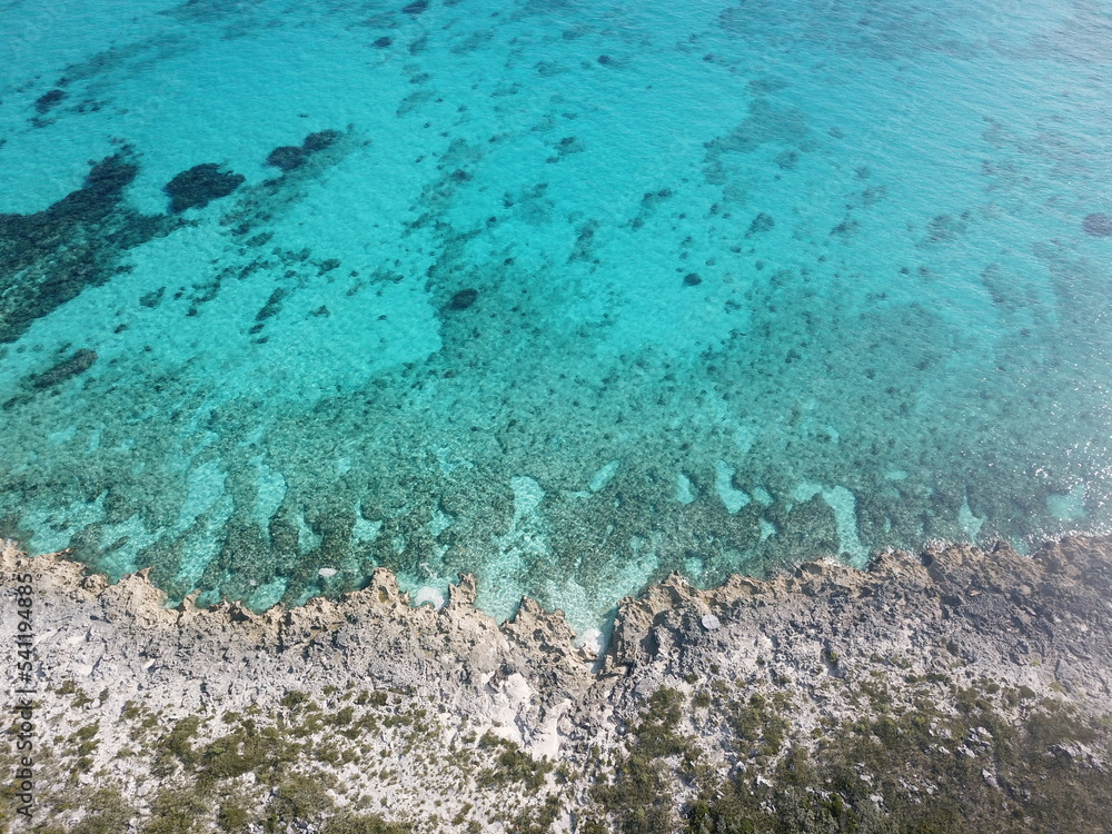 Exuma Cays, Bahamas. View from above. No filters.
