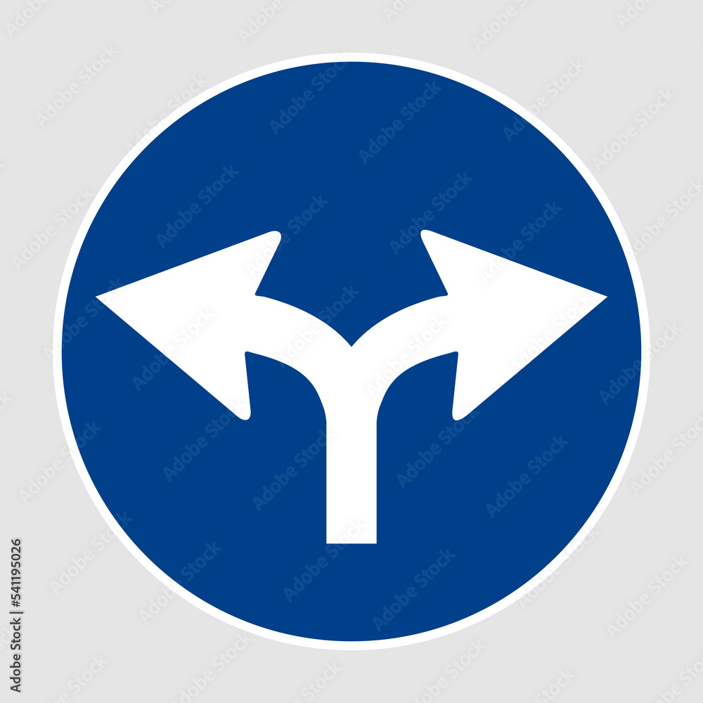 Right and left direction double turn regulatory blue vector sign Right and left direction double turn regulatory blue vector sign
