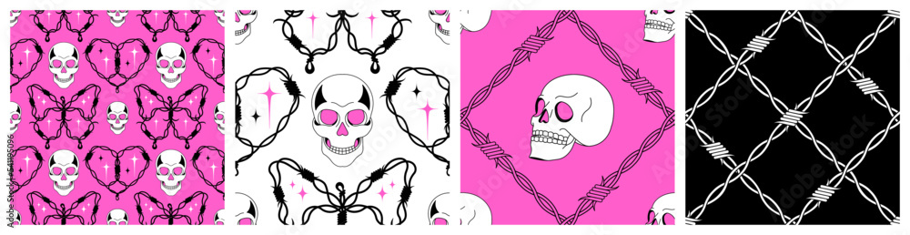 Y2k Black And Pink Trippy Seamless Patterns Acid Weird Emo Goth Y2k Black And Pink Trippy Seamless Patterns Acid Weird Emo Goth