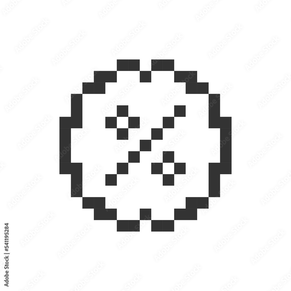 Sale pixelated ui icon. Store discount. Price deduction. Percentage. Special offer. Editable 8bit graphic element. Outline isolated vector user interface image for web, mobile app. Retro style