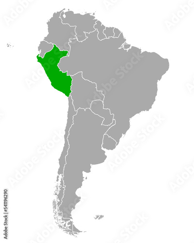 Karte von Peru in Südamerika