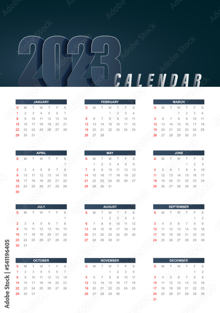 2023 Modern abstract calendar template design