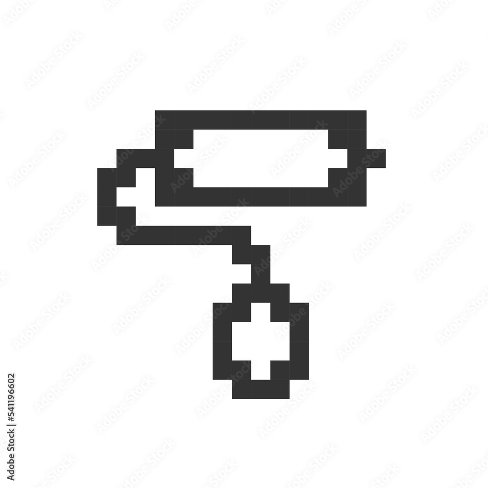 Paint roller tool pixelated ui icon. Tools for home renovation. Painting walls. Editable 8bit graphic element. Outline isolated vector user interface image for web, mobile app. Retro style Paint roller tool pixelated ui icon. Tools for home renovation. Painting walls. Editable 8bit graphic element. Outline isolated vector user interface image for web, mobile app. Retro style