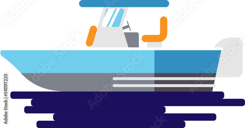 Powerboat Water Transportation flat illustration