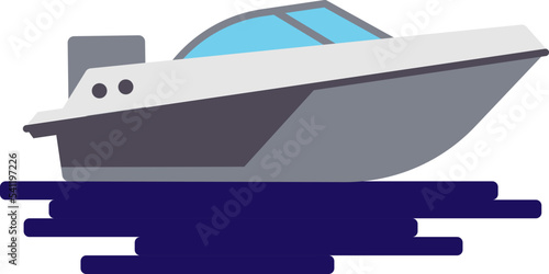 Powerboat Water Transportation flat illustration