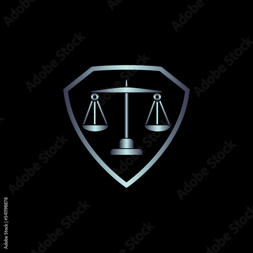  Scale logo design. Illustration of a scale as a logo design on a black background