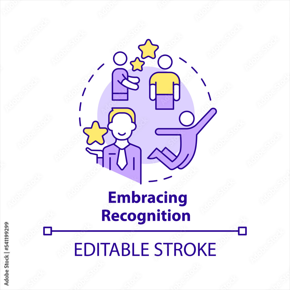 Embracing recognition concept icon. Encourage employees. Motivate workers. Retention abstract idea thin line illustration. Isolated outline drawing. Editable stroke. Arial, Myriad Pro-Bold fonts used