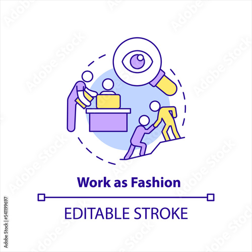 Supportive work environment concept icon. Work as fashion. Worker-employer relations abstract idea thin line illustration. Isolated outline drawing. Editable stroke. Arial, Myriad Pro-Bold fonts used