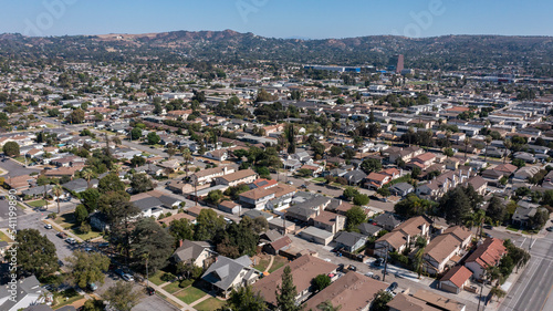 Daytime view of housing in Covina  California  USA.