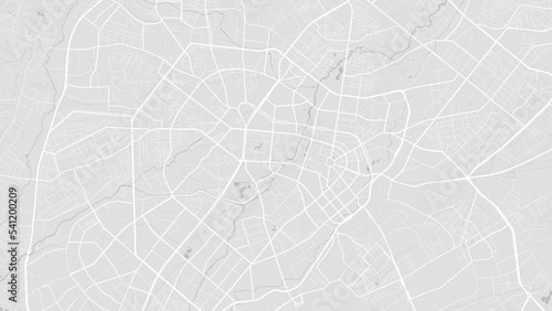 White and light grey Tashkent city area vector background map, roads and water illustration. Widescreen proportion, digital flat design.