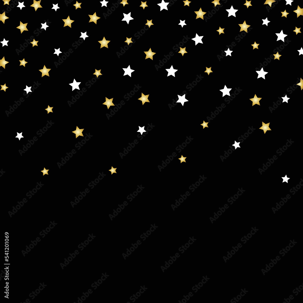 Abstract star background, pattern with white and gold stars on black, vector illustration. Abstract star background, pattern with white and gold stars on black, vector illustration.