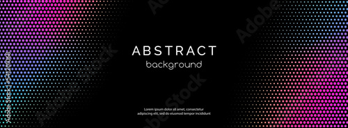 Abstract halftone dotted dark background with copy space for text. Facebook cover, header, web banner