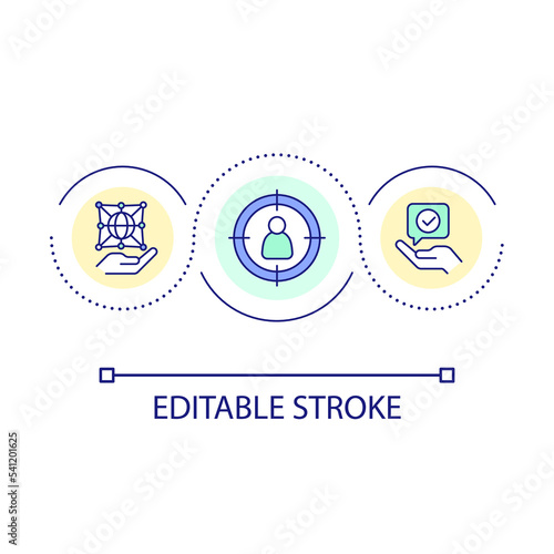 Improve digital connection loop concept icon. Personalized communication. Wireless network abstract idea thin line illustration. Isolated outline drawing. Editable stroke. Arial font used