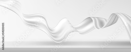 3D Flying Wave Luxury Silver Silk Fabric