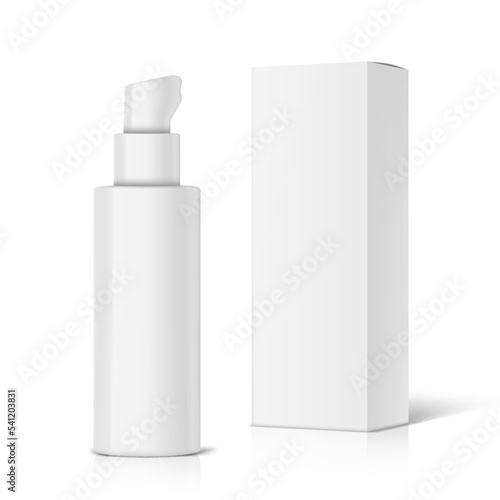 3D White Glossy Cosmetic Bottle Tube Package