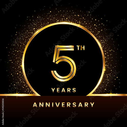 5th Anniversary Logo. Golden Anniversary template design for celebration event, invitation card, greeting card, flyer, banner, poster, double line logo, vector illustration