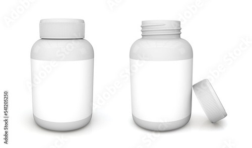 Medical bottles 3d isolated on white background. vitamin capsule bottle. 3d rendering