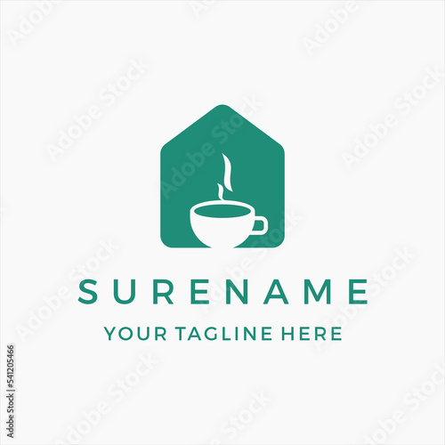 House coffee shop logo design illustration custom logo design vector illustration