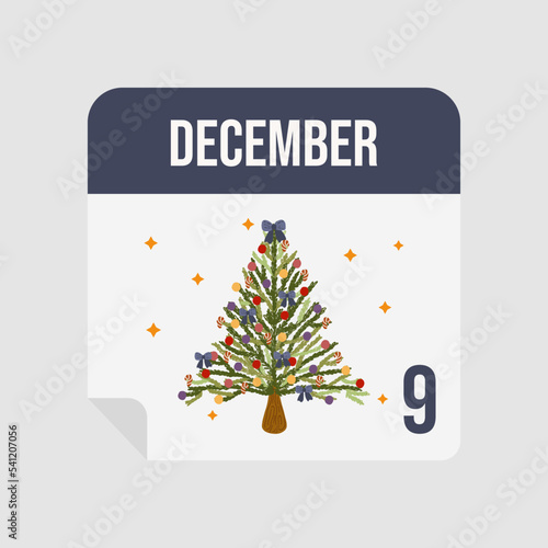 Christmas advent calendar. Countdown to Christmas. December 9st. Vector illustration photo