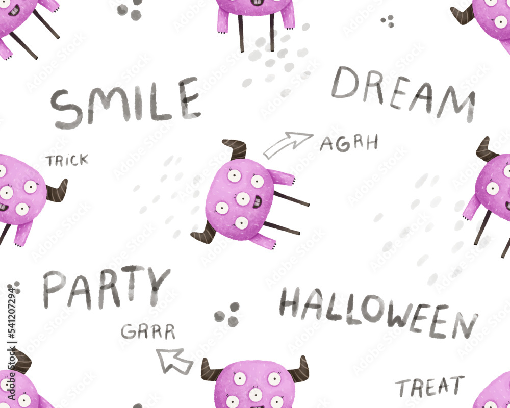 cute seamless pattern with monsters, childish illustration, baby design cute seamless pattern with monsters, childish illustration, baby design