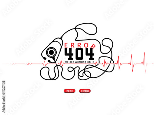 Error 404 medical healthcare webpage design with heart rate, stethoscope vector. Webpage not working warning sign to use in programming, web development, webpage error, mobile app design projects. 