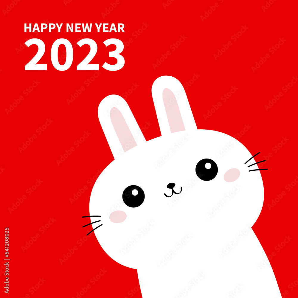 2023 Chinese New Year Rabbit Design, Red on White Stock Vector