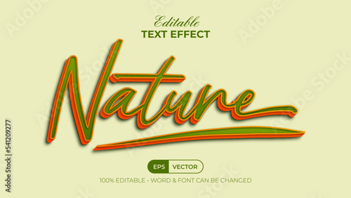 Nature text effect style. Editable text effect.