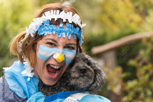 Konstfotografi Fanática  Argentina con la cara maquillada con los colores de la bandera Argentina