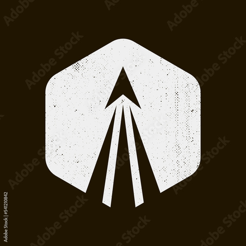 hexagon abstract minimalistic monochrome sign of spaceship taking off