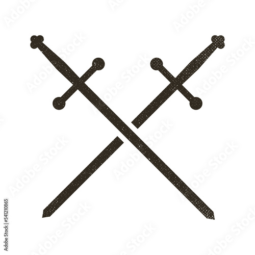 black minimalistic flat art sign of two crossed medieval swords