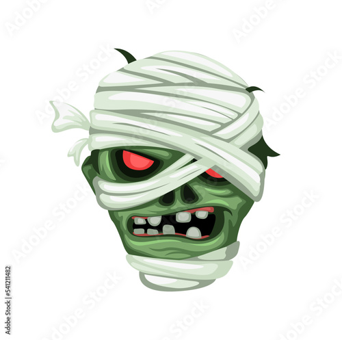 Zombie mummy head character cartoon illustration vector