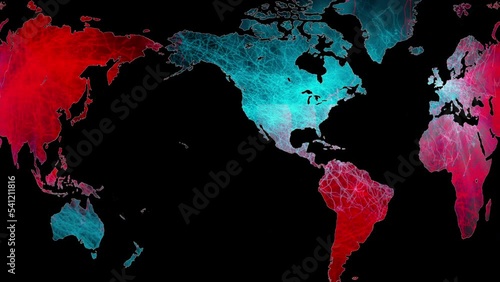Dystopian world dominance, rotating map, seamless loop. photo