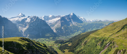 stunning alps view from hiking trail Grindelwald  beautiful valley and mountains
