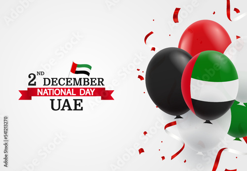 Vector Illustration of National Day United Arab Emirates. Celebration banner. Background with balloons.

