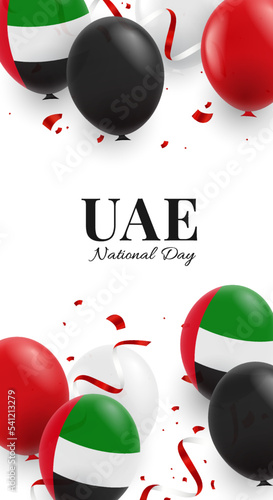 Vector Illustration of National Day United Arab Emirates. Celebration banner. Background with balloons.
