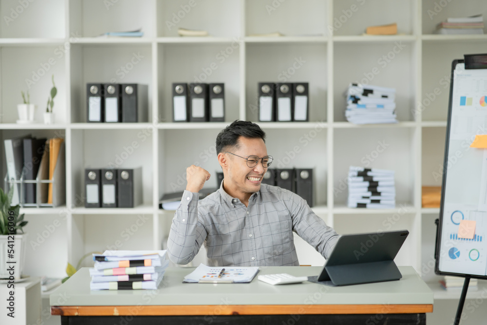 Asian business chatting with customers via laptop online. Asian business chatting with customers via laptop online.
