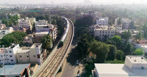 Namma metro railroad track line in bangalore, india photo